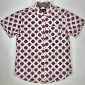 Coastal Tribal Button Up Shirt Geometric Short Sleeve Men’s Size Small